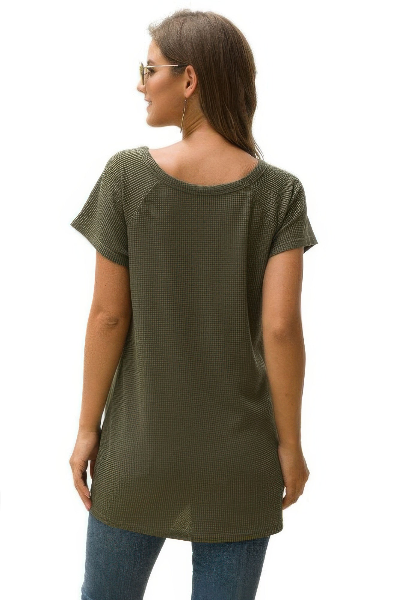 Crew Neck Solid Color Tunic Tops - Wear Arielle
