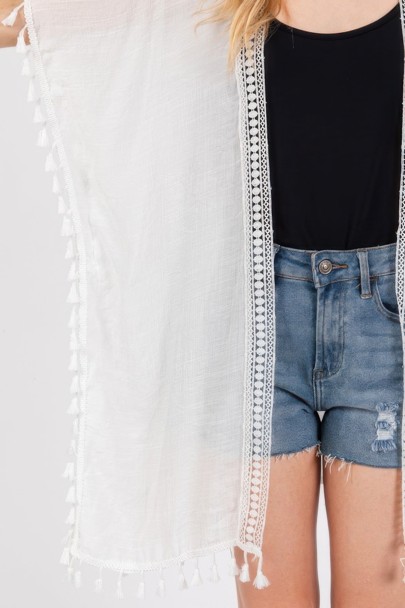 Crochet And Tassel Trim Cover Up - Wear Arielle