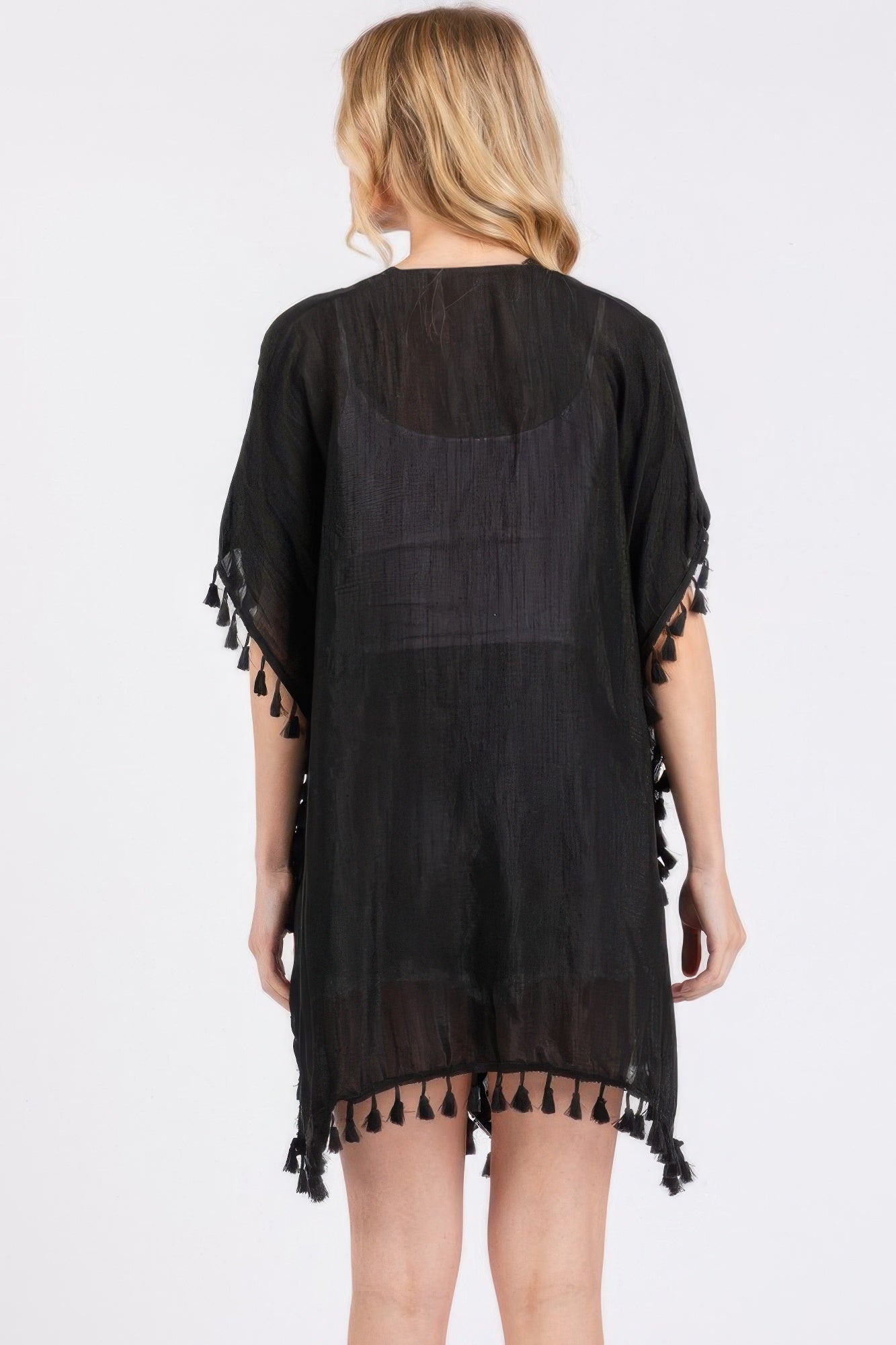 Crochet And Tassel Trim Cover Up - Wear Arielle