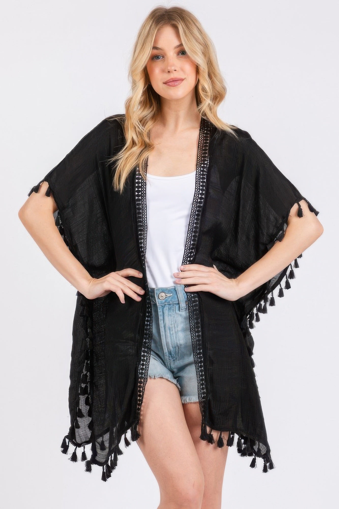 Crochet And Tassel Trim Cover Up - Wear Arielle