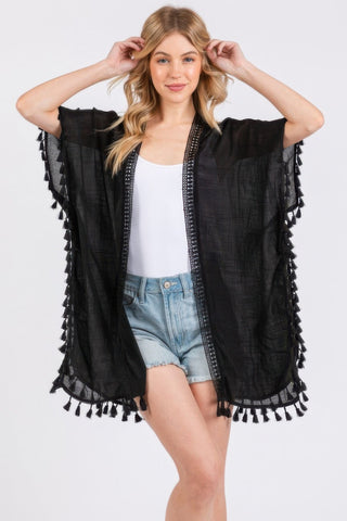 Crochet And Tassel Trim Cover Up - Wear Arielle