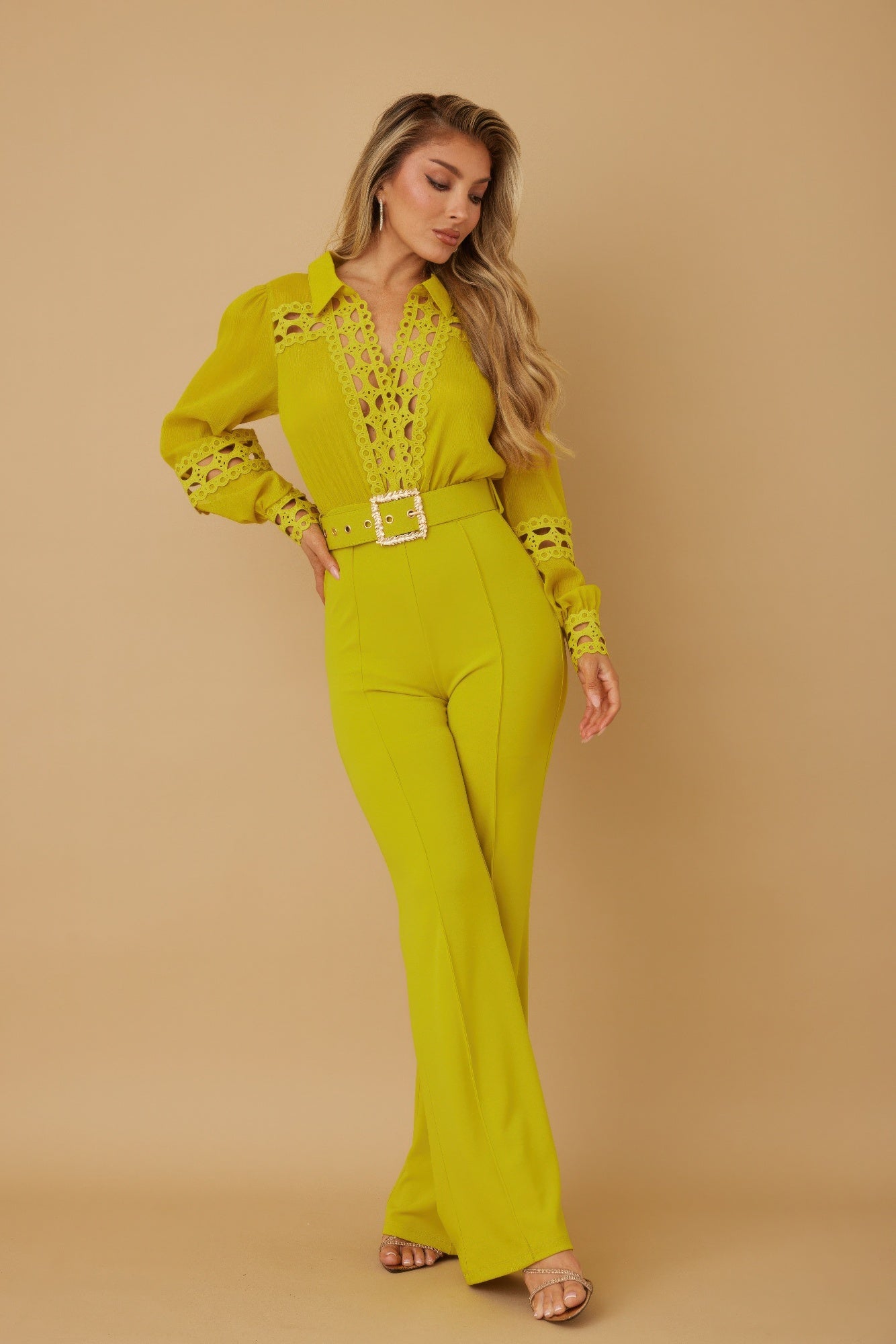 Crochet Detailed Woven Top Fashon Jumpsuit - Wear Arielle