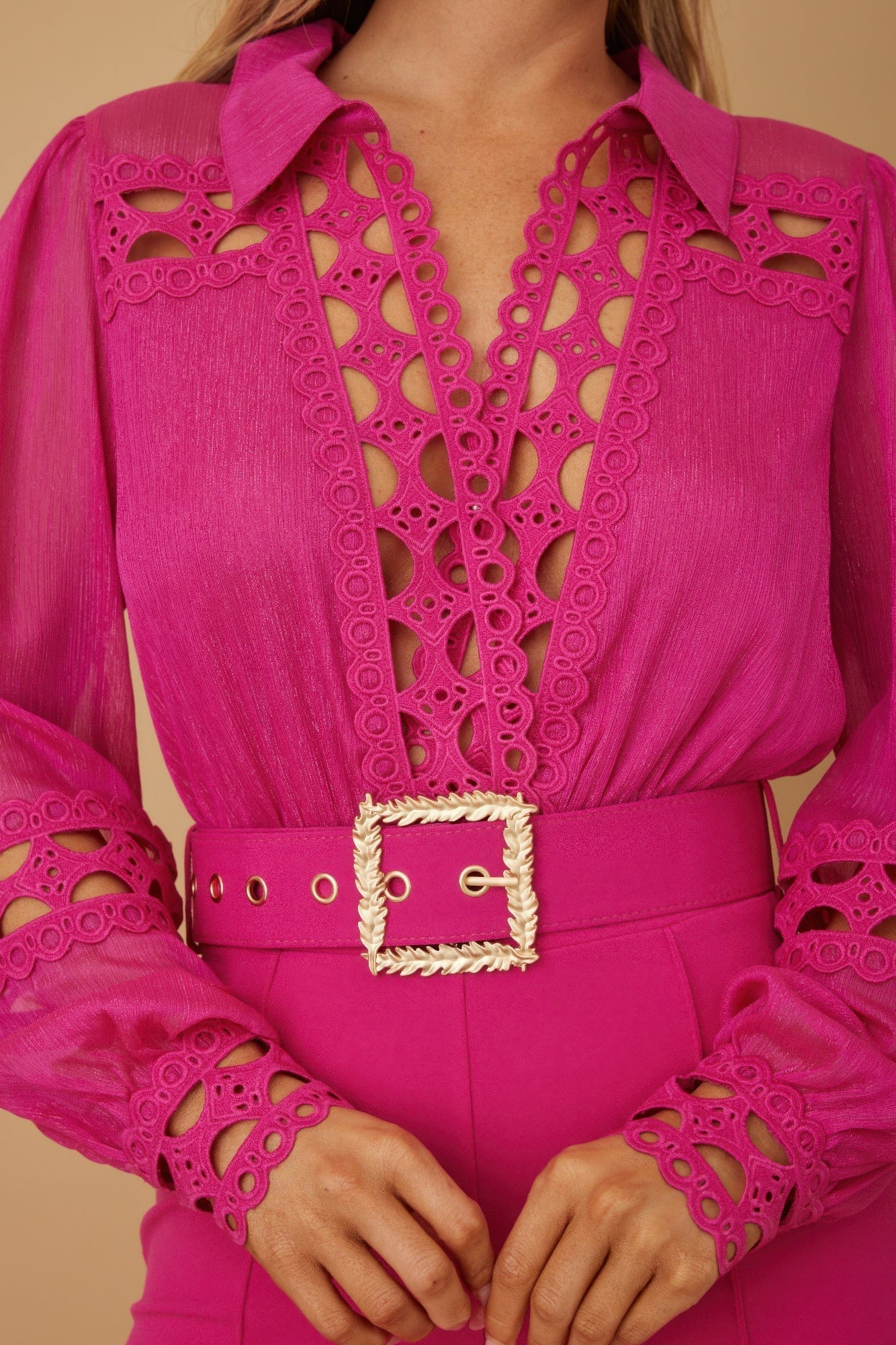 Crochet Detailed Woven Top Fashon Jumpsuit - Wear Arielle