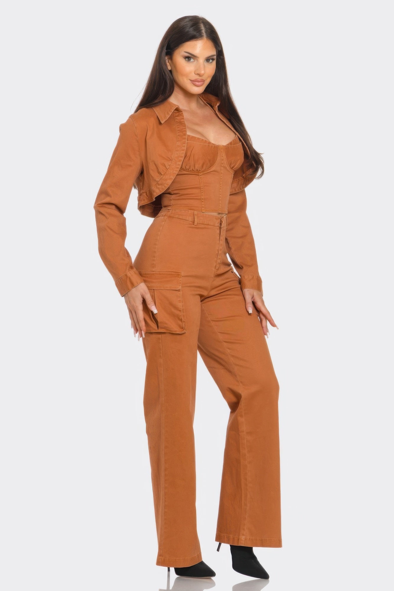 Crop Jacket 3pcs Set - Wear Arielle