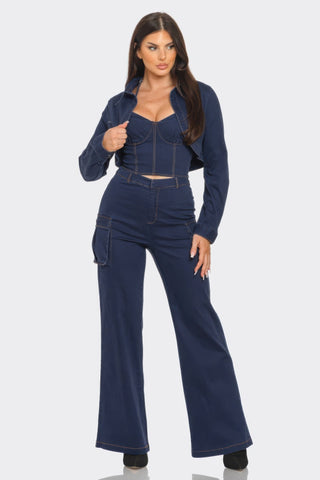 Crop Jacket 3pcs Set - Wear Arielle
