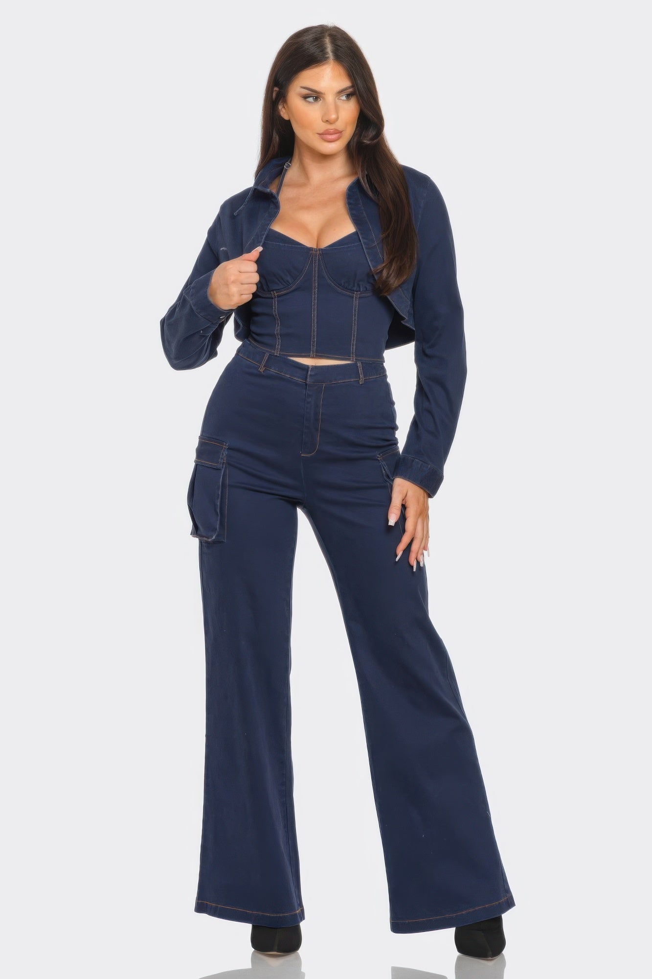 Crop Jacket 3pcs Set - Wear Arielle