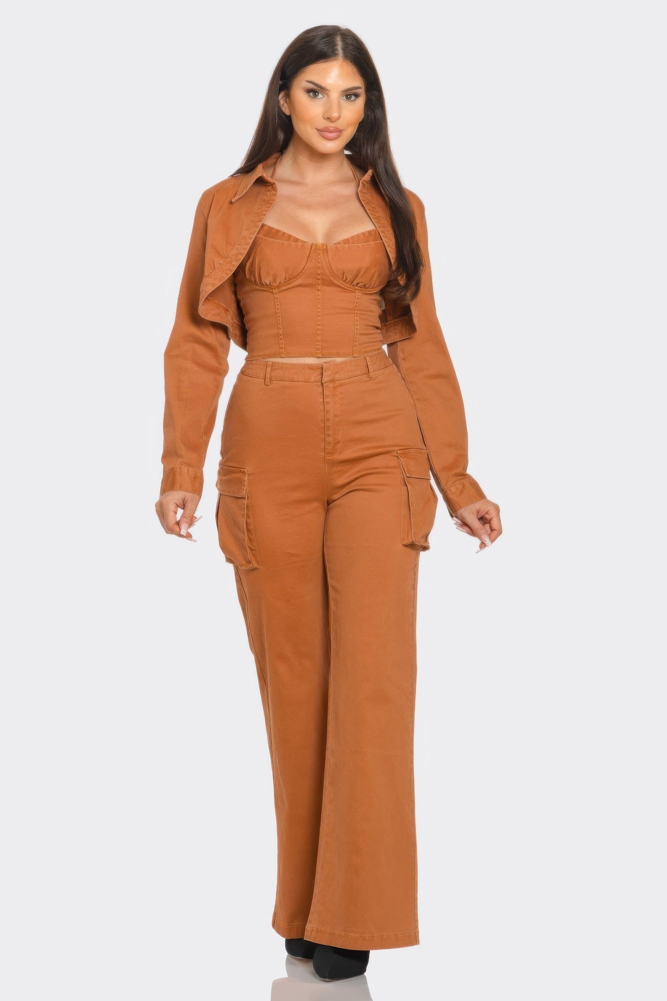 Crop Jacket 3pcs Set - Wear Arielle