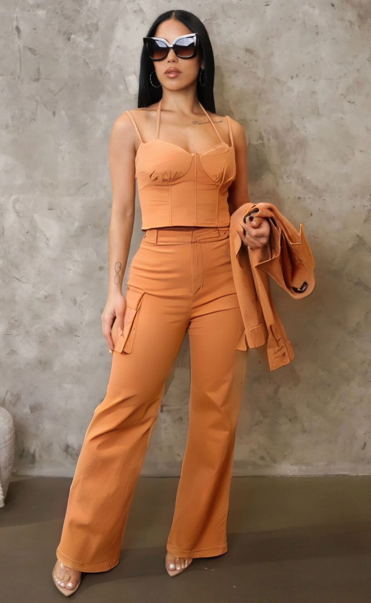 Crop Jacket 3pcs Set - Wear Arielle