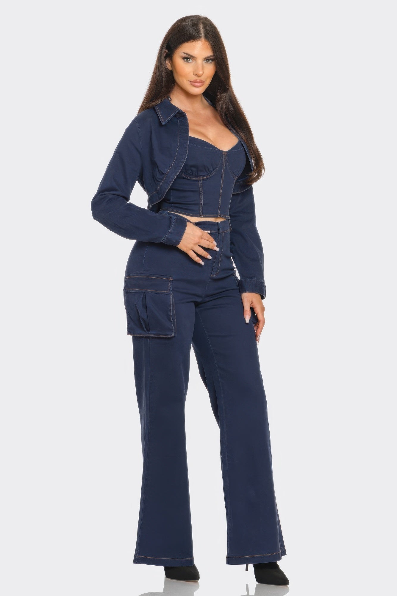 Crop Jacket 3pcs Set - Wear Arielle