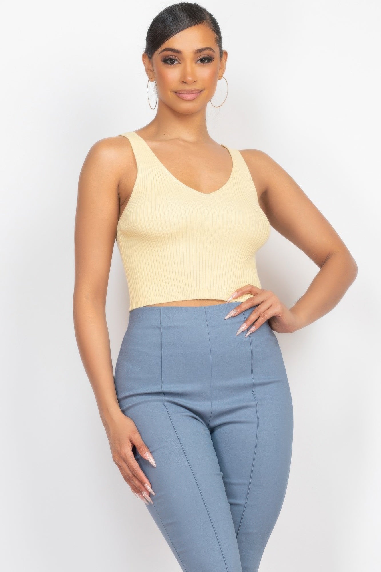Crop Tank Top & Cardigan Sweater Set - Wear Arielle