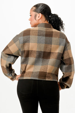 Cropped Flannel Jacket - Wear Arielle