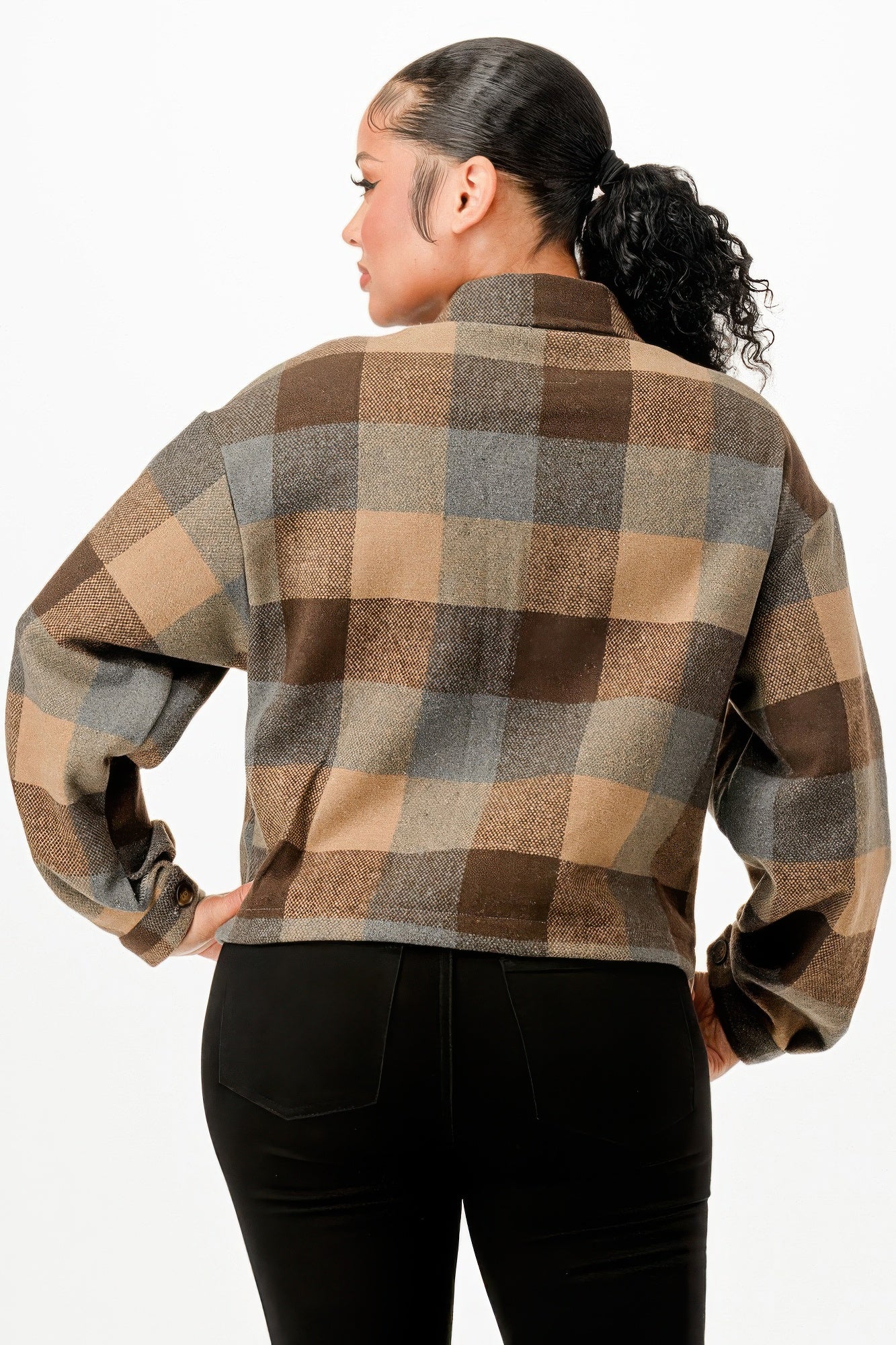 Cropped Flannel Jacket - Wear Arielle