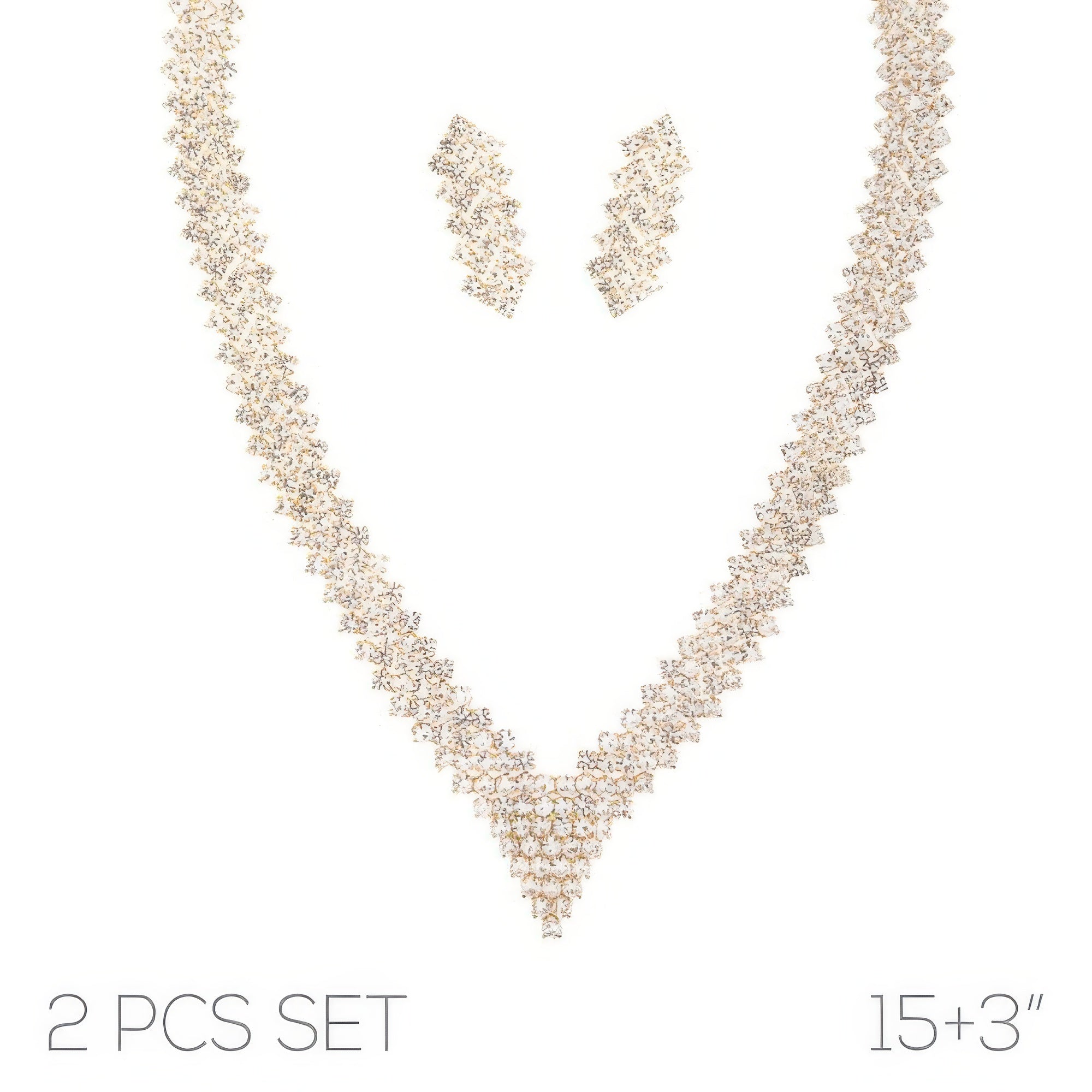 Crystal Rhinestone V - shape Necklace Set - Wear Arielle