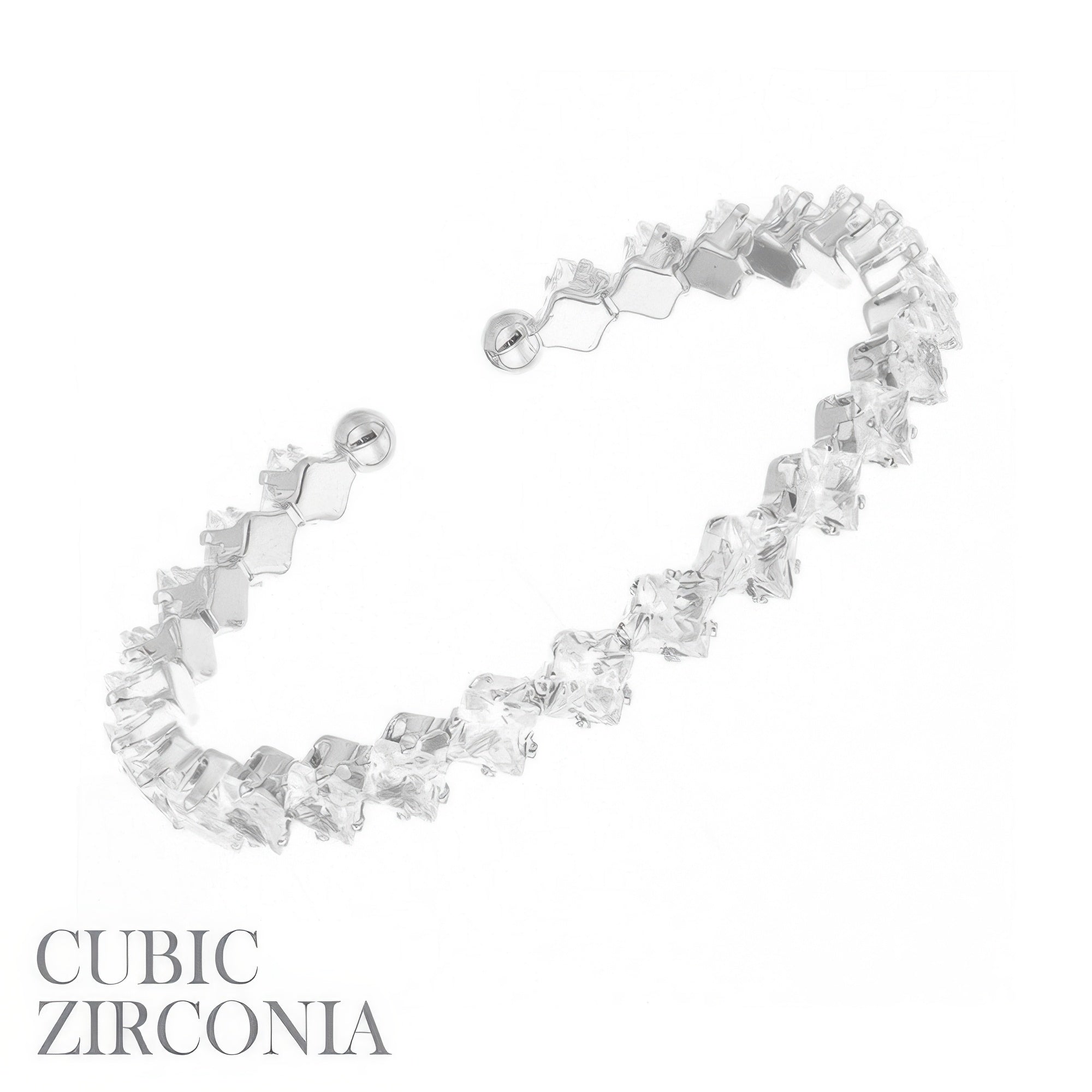 Cubic Zirconia Embellished Cuff Bracelet - Wear Arielle