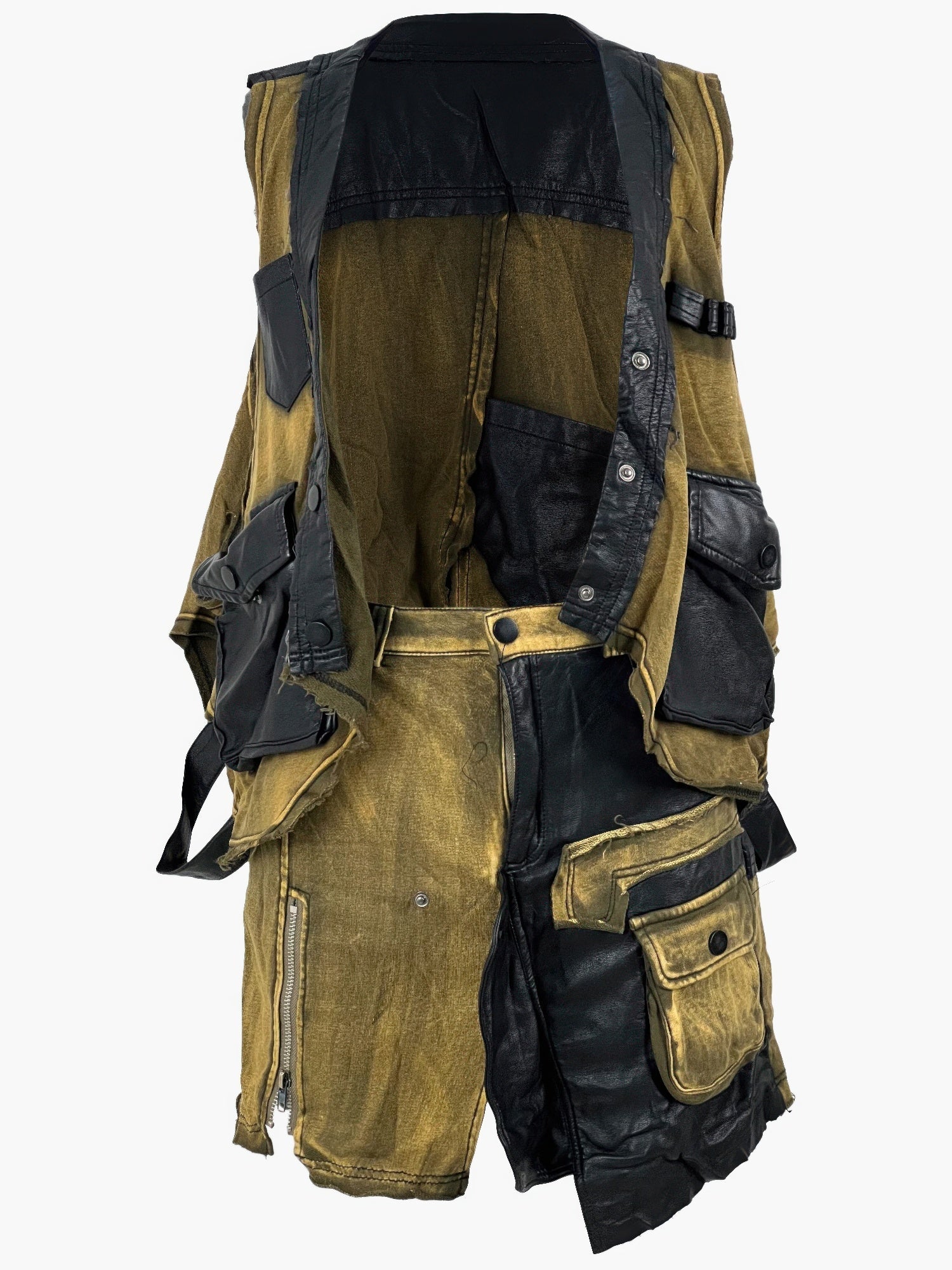 Denim And Faux Leather Two Piece Set - Wear Arielle