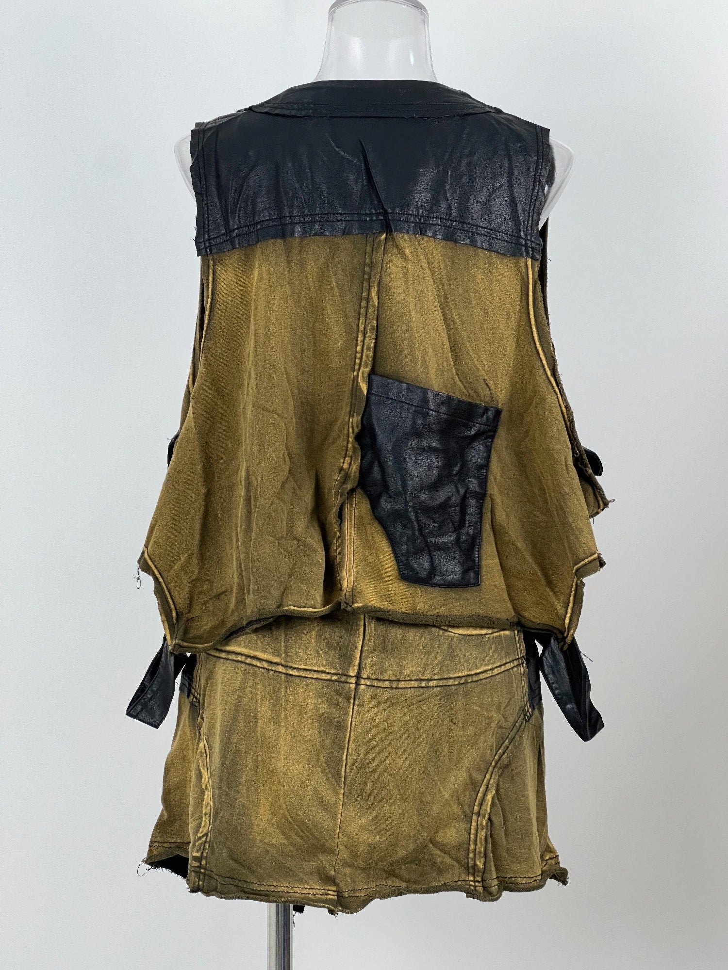 Denim And Faux Leather Two Piece Set - Wear Arielle