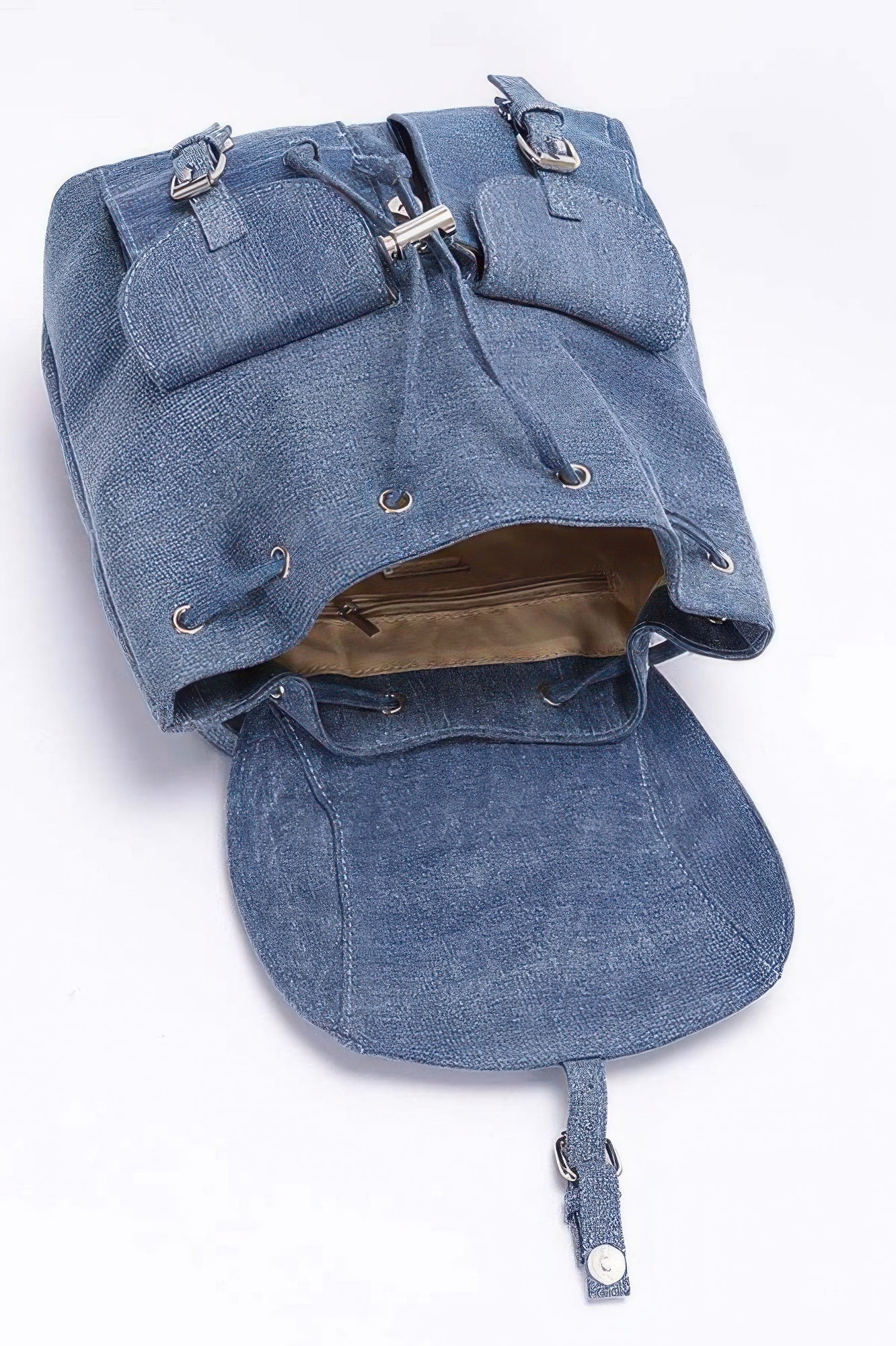 Denim Double Pocket Front Backpack - Wear Arielle