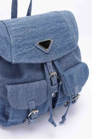 Denim Double Pocket Front Backpack - Wear Arielle