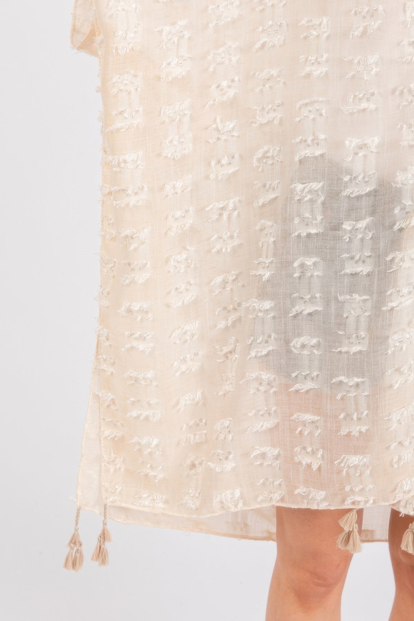 Distressed Pattern Tassel Kimono - Wear Arielle