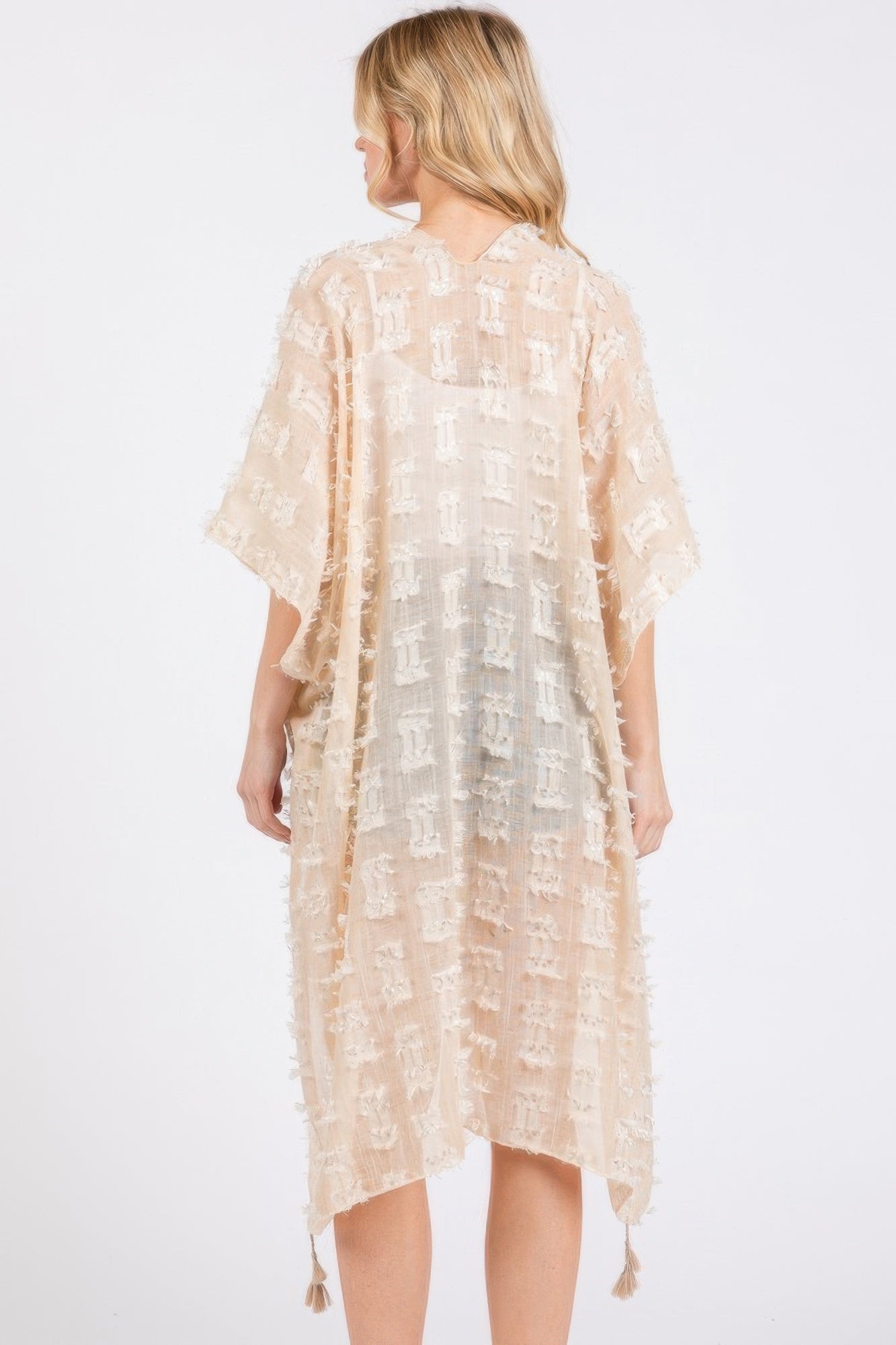 Distressed Pattern Tassel Kimono - Wear Arielle