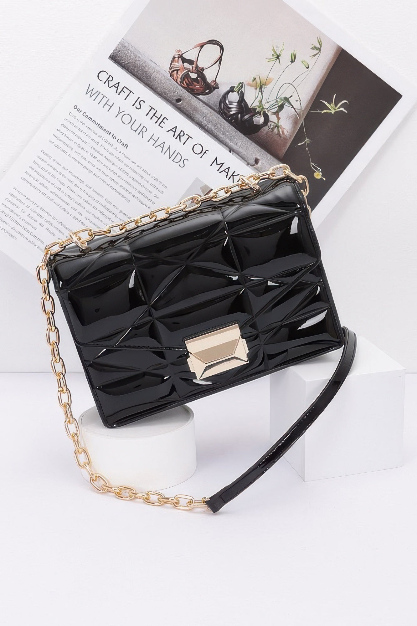 Embossed Enamel Flap Crossbody Clutch - Wear Arielle