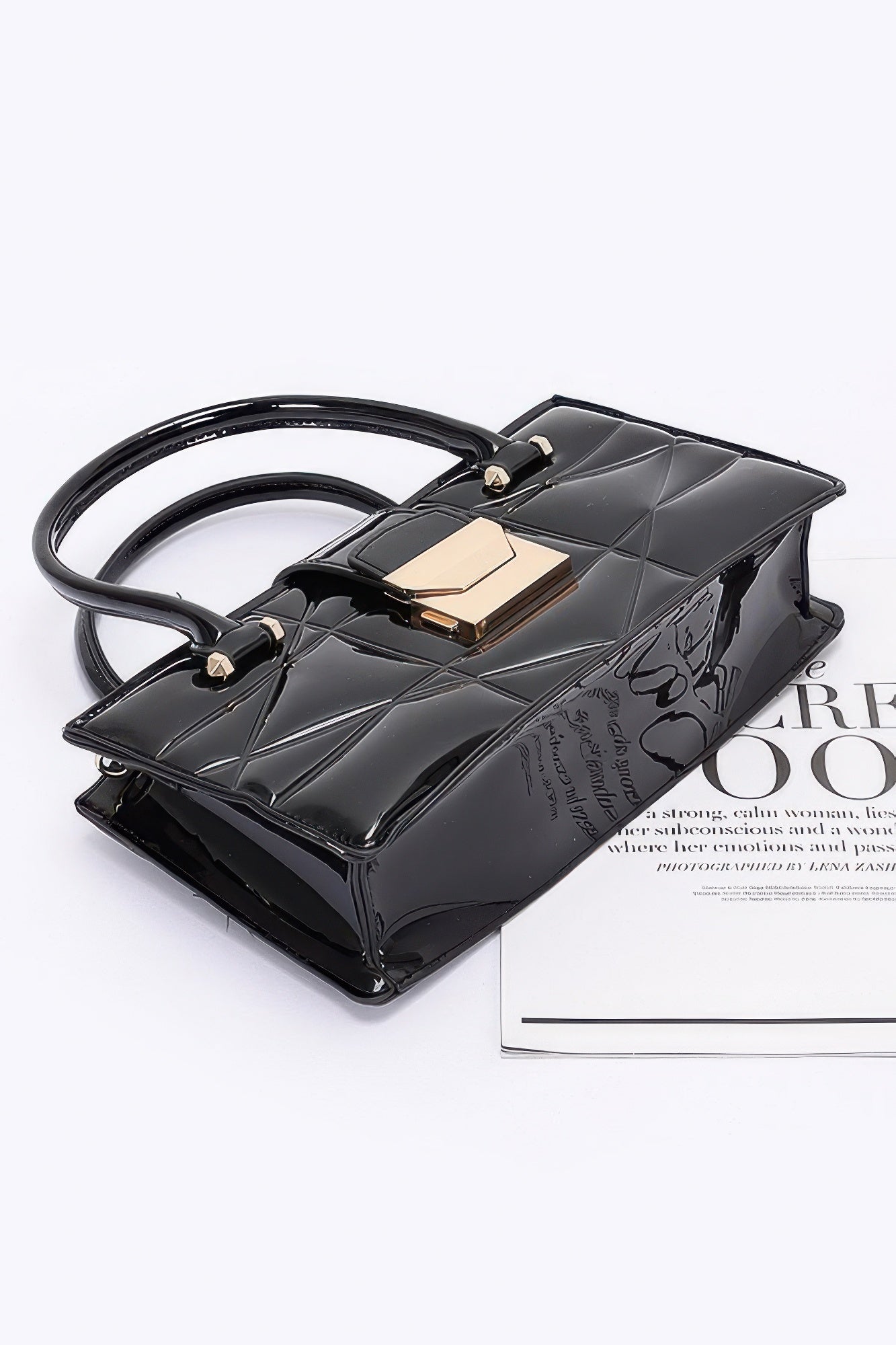 Embossed Enamel Handle Clutch - Wear Arielle