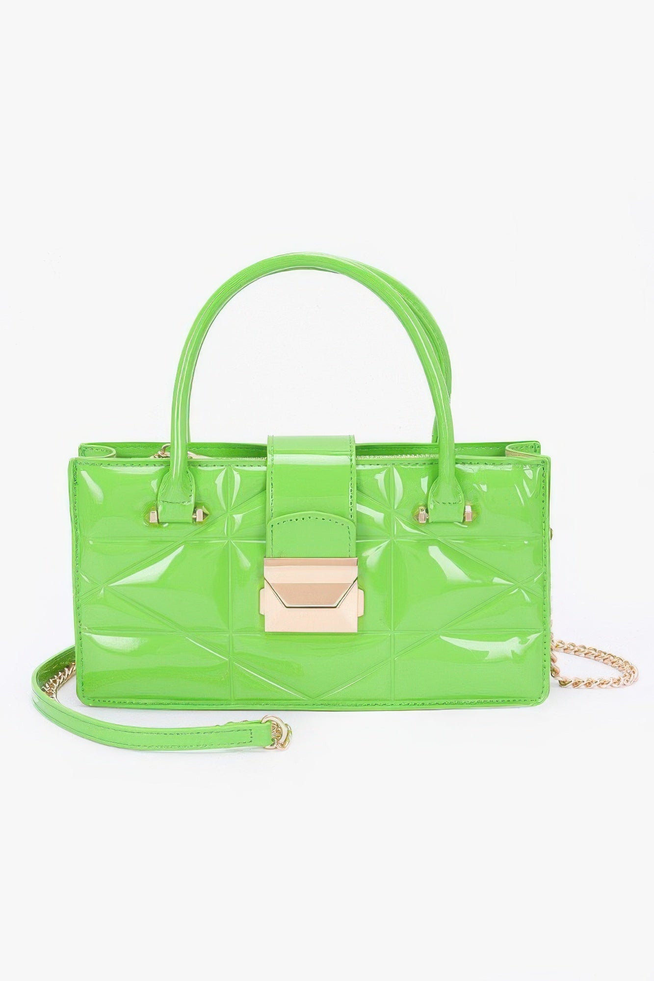 Embossed Enamel Handle Clutch - Wear Arielle