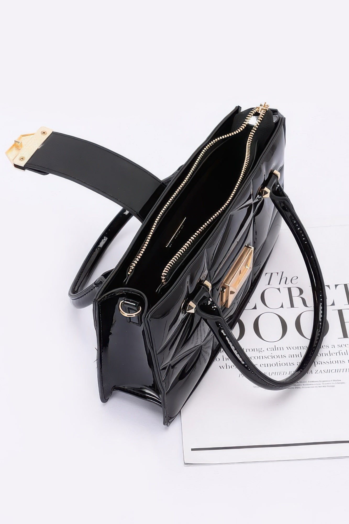 Embossed Enamel Handle Clutch - Wear Arielle
