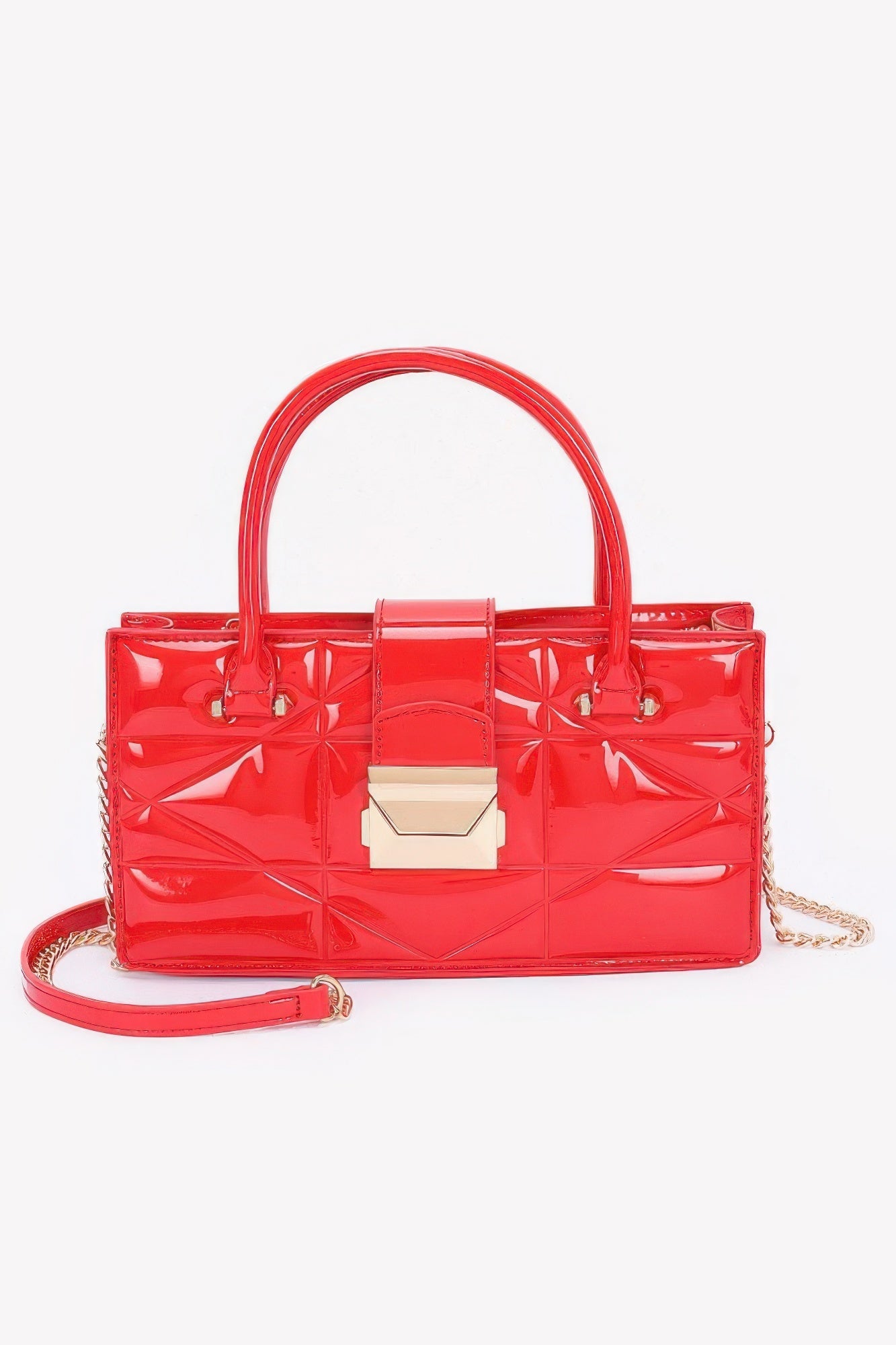 Embossed Enamel Handle Clutch - Wear Arielle