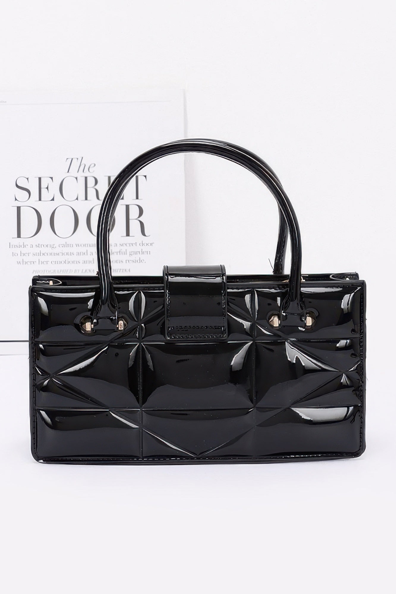Embossed Enamel Handle Clutch - Wear Arielle