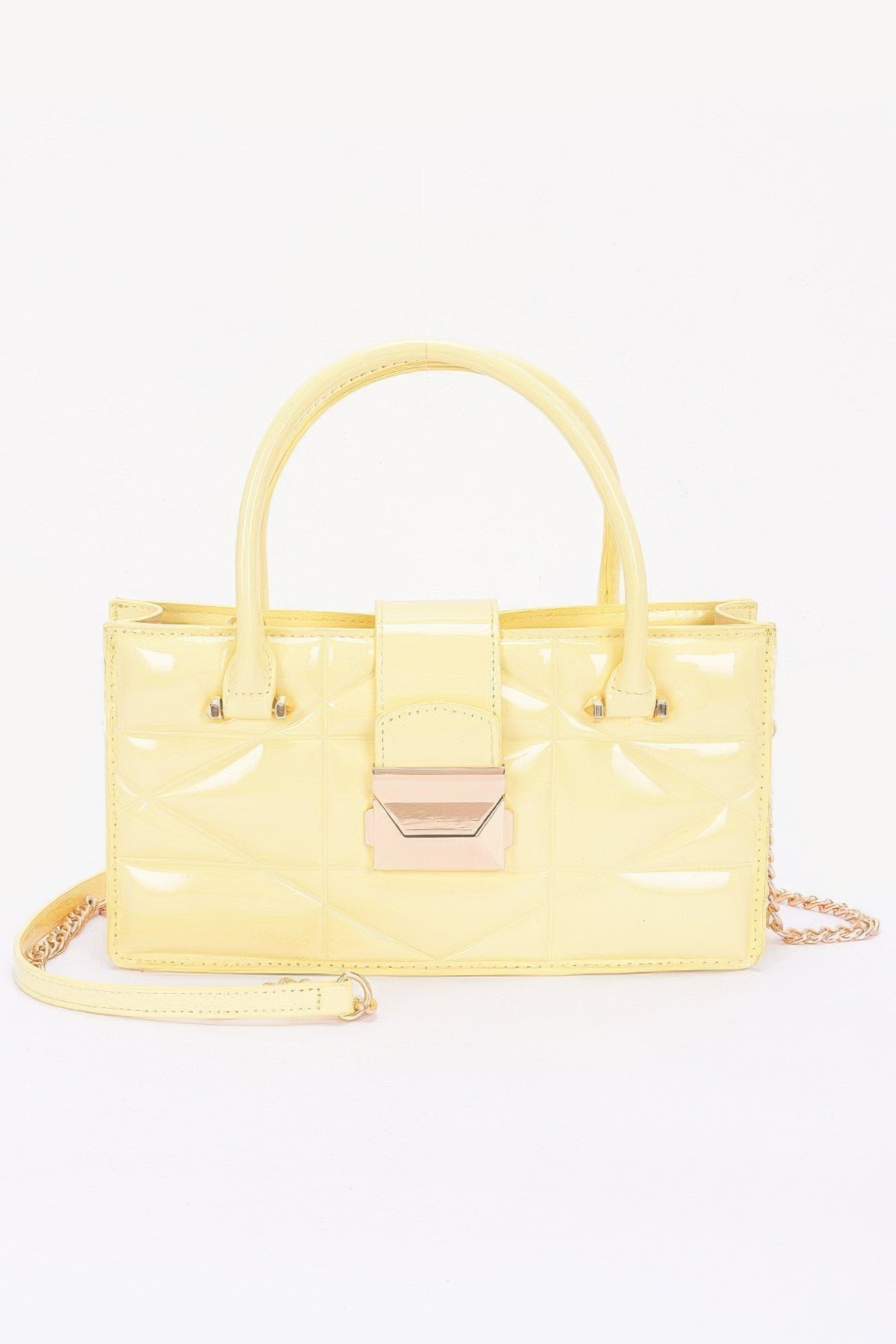 Embossed Enamel Handle Clutch - Wear Arielle