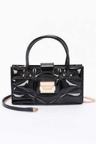 Embossed Enamel Handle Clutch - Wear Arielle