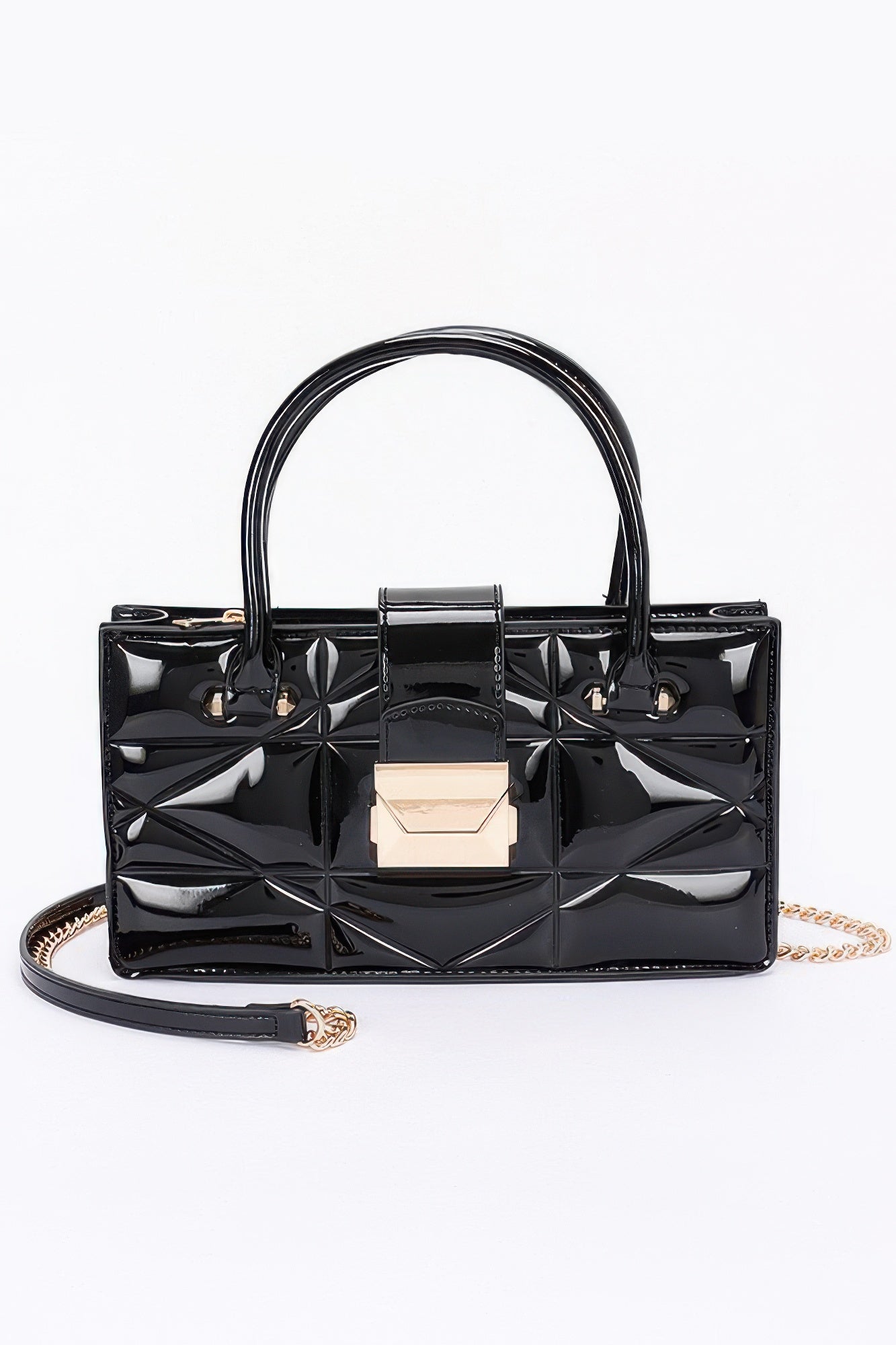 Embossed Enamel Handle Clutch - Wear Arielle