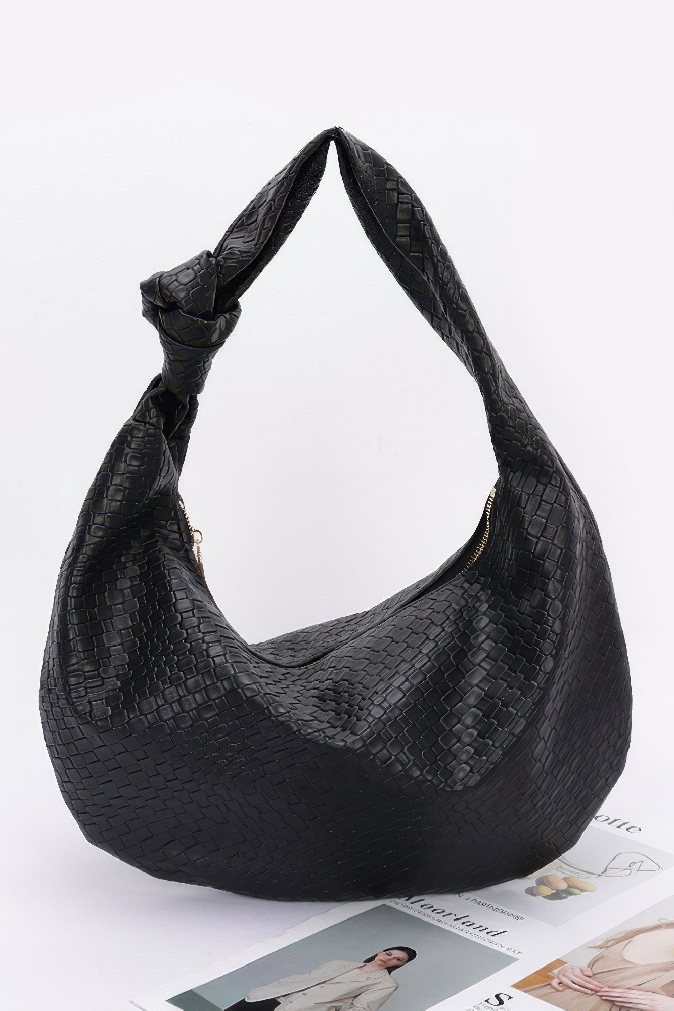 Embossed Faux Leather Big Hobo Bag - Wear Arielle