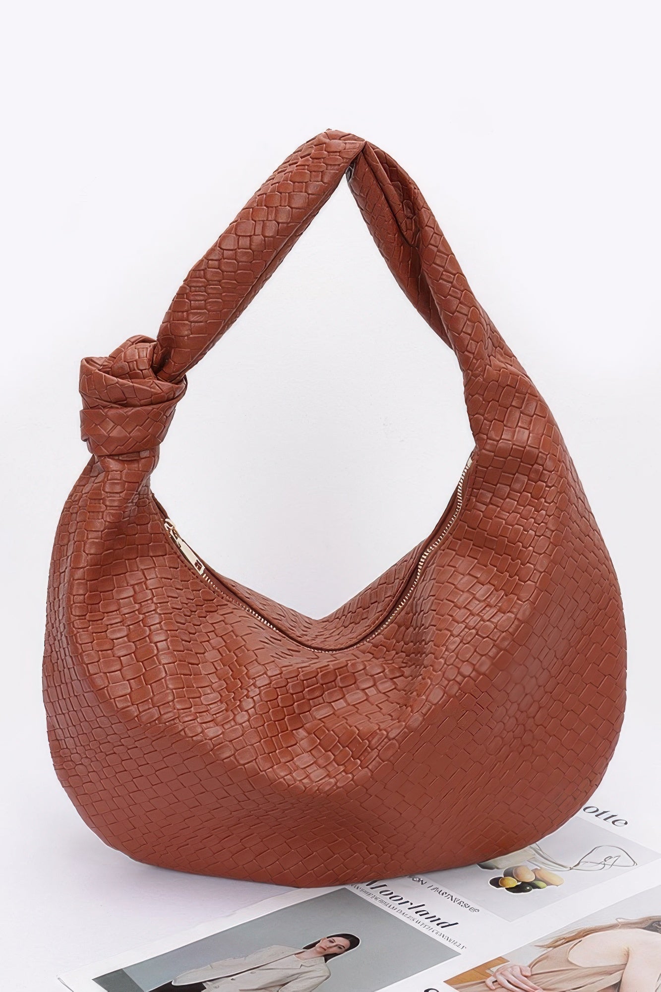 Embossed Faux Leather Big Hobo Bag - Wear Arielle