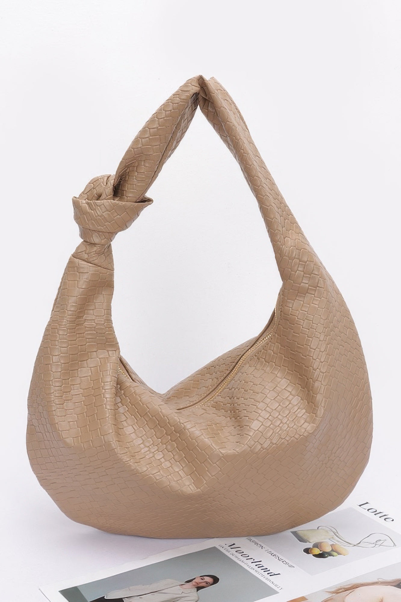 Embossed Faux Leather Big Hobo Bag - Wear Arielle