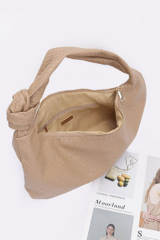 Embossed Faux Leather Big Hobo Bag - Wear Arielle