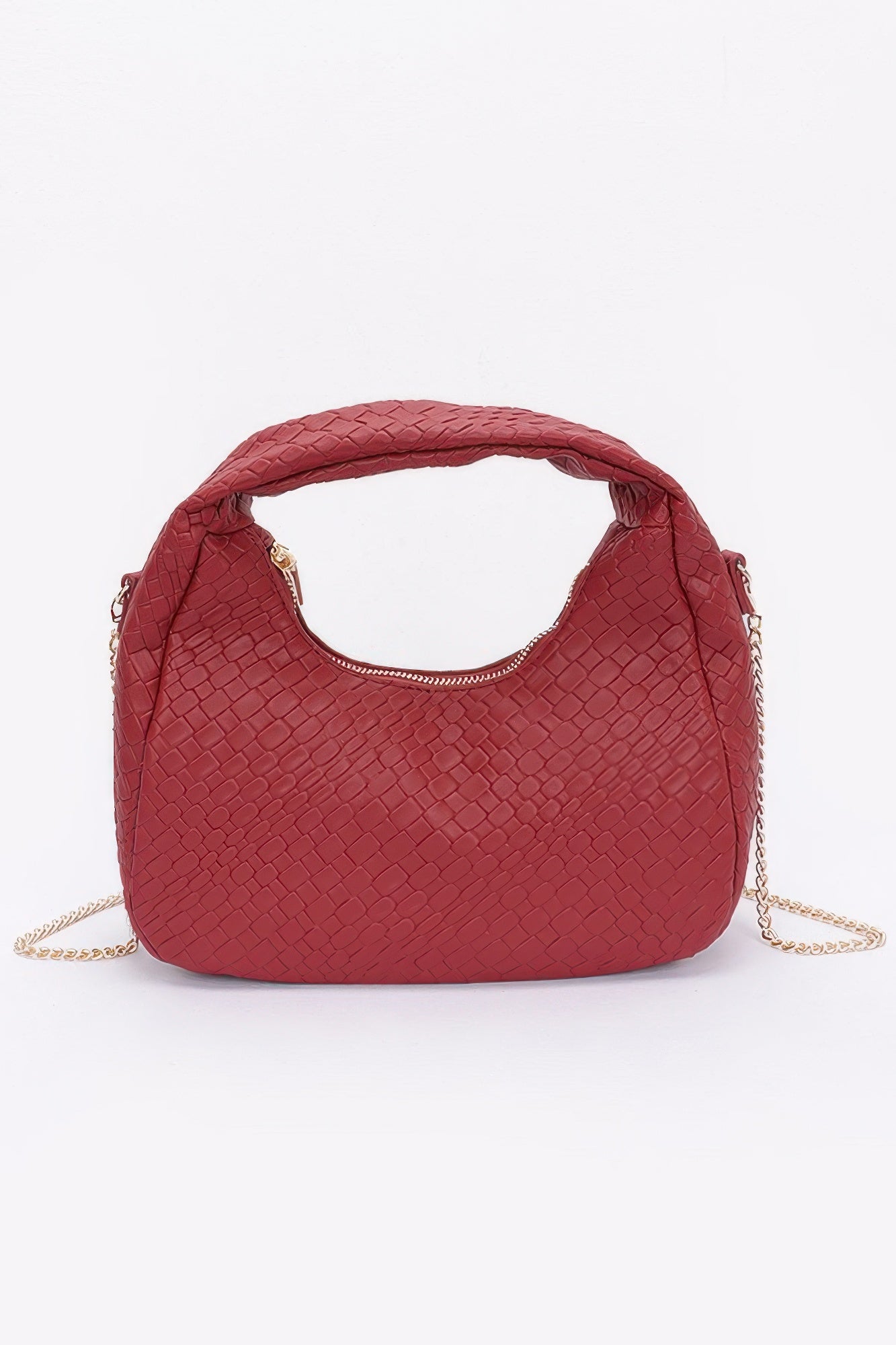 Embossed Faux Leather Hobo Bag - Wear Arielle