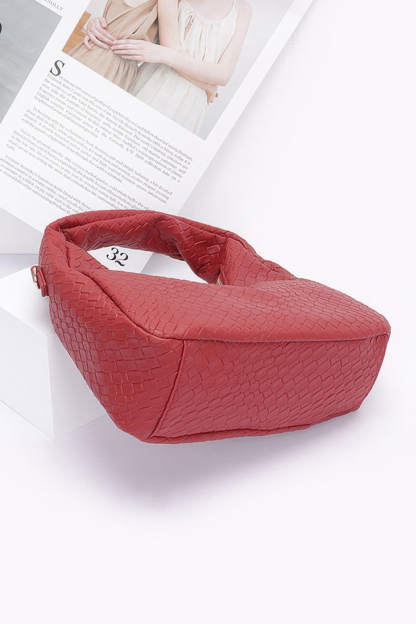 Embossed Faux Leather Hobo Bag - Wear Arielle