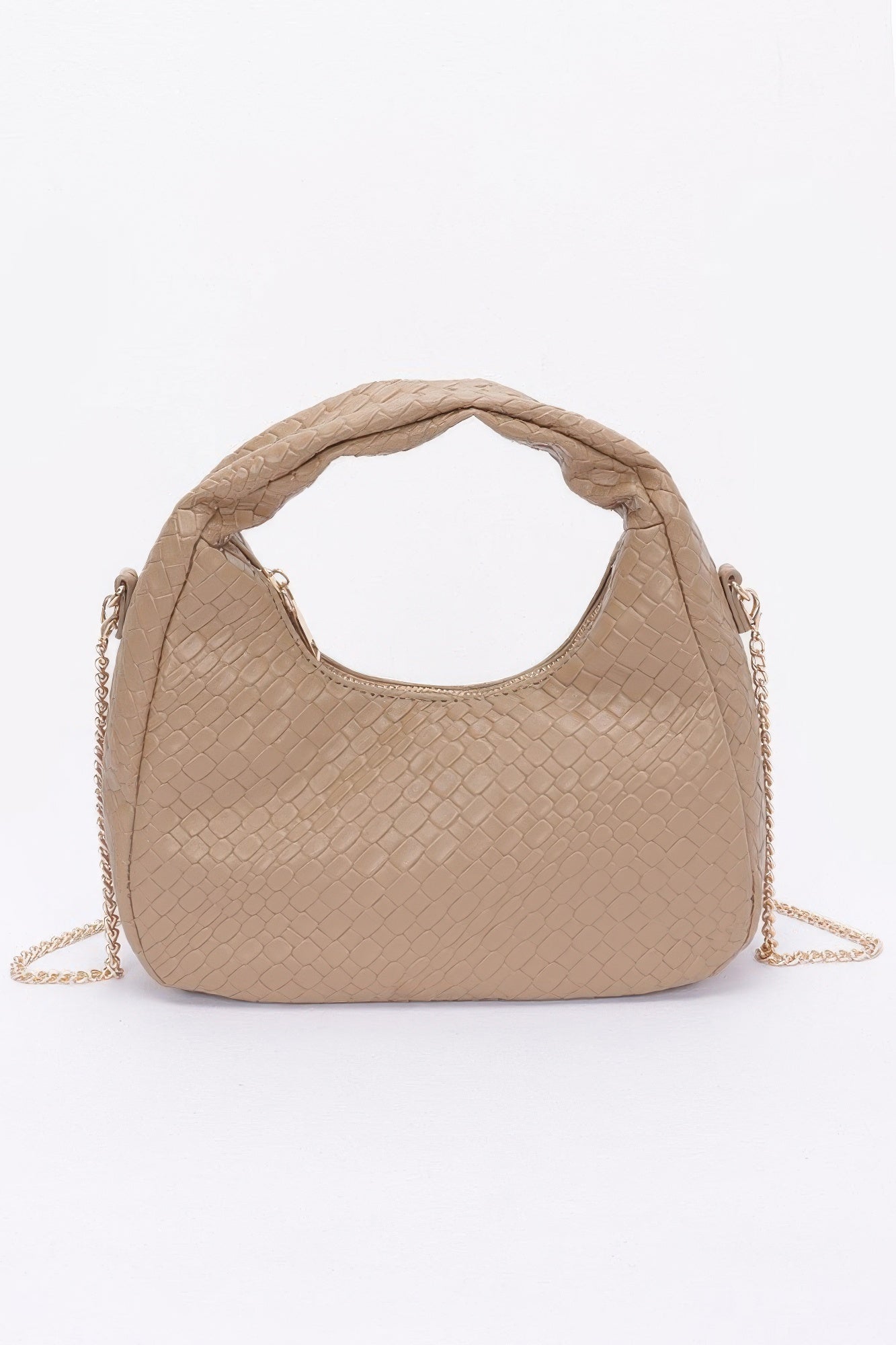 Embossed Faux Leather Hobo Bag - Wear Arielle