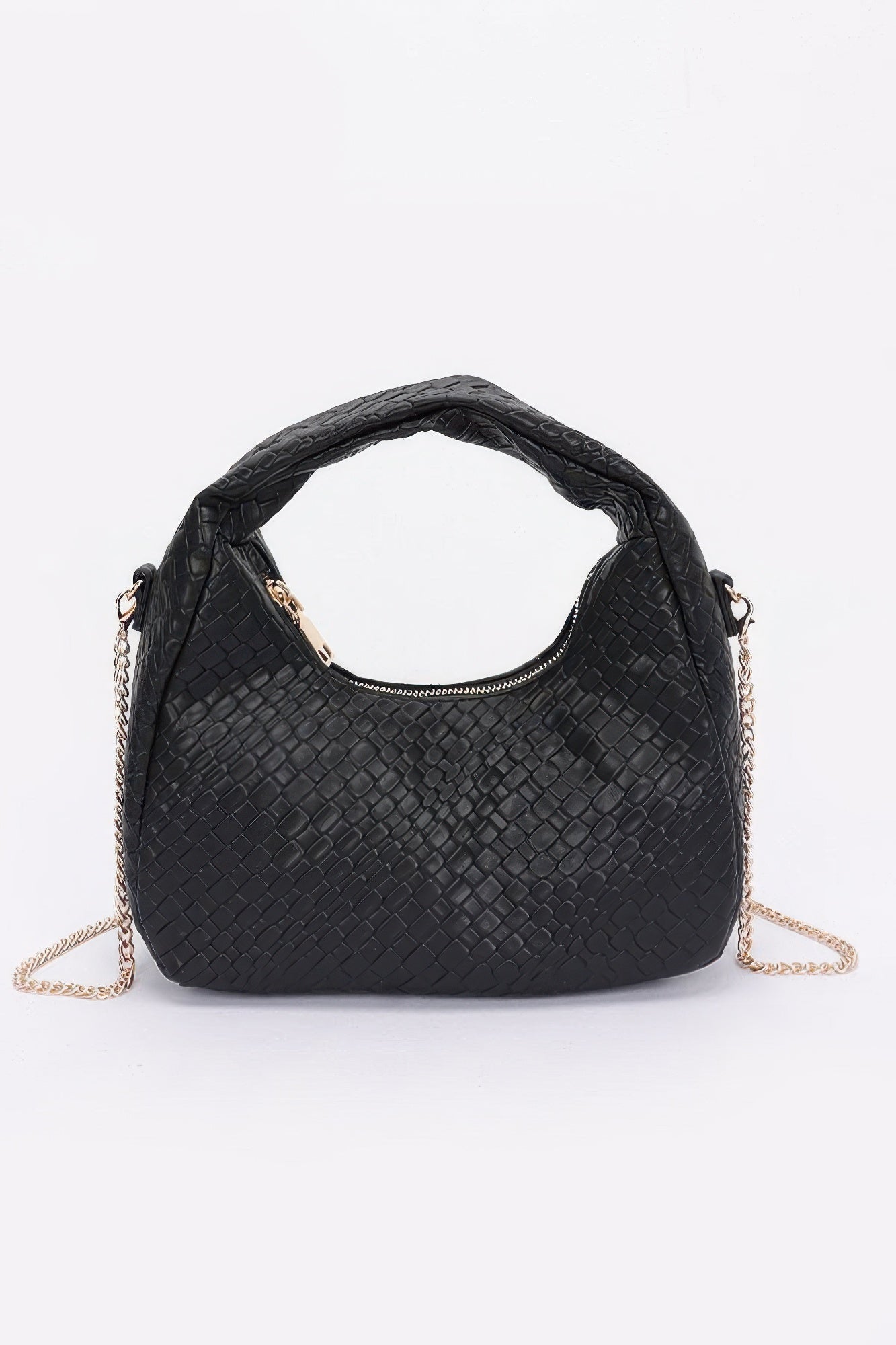 Embossed Faux Leather Hobo Bag - Wear Arielle