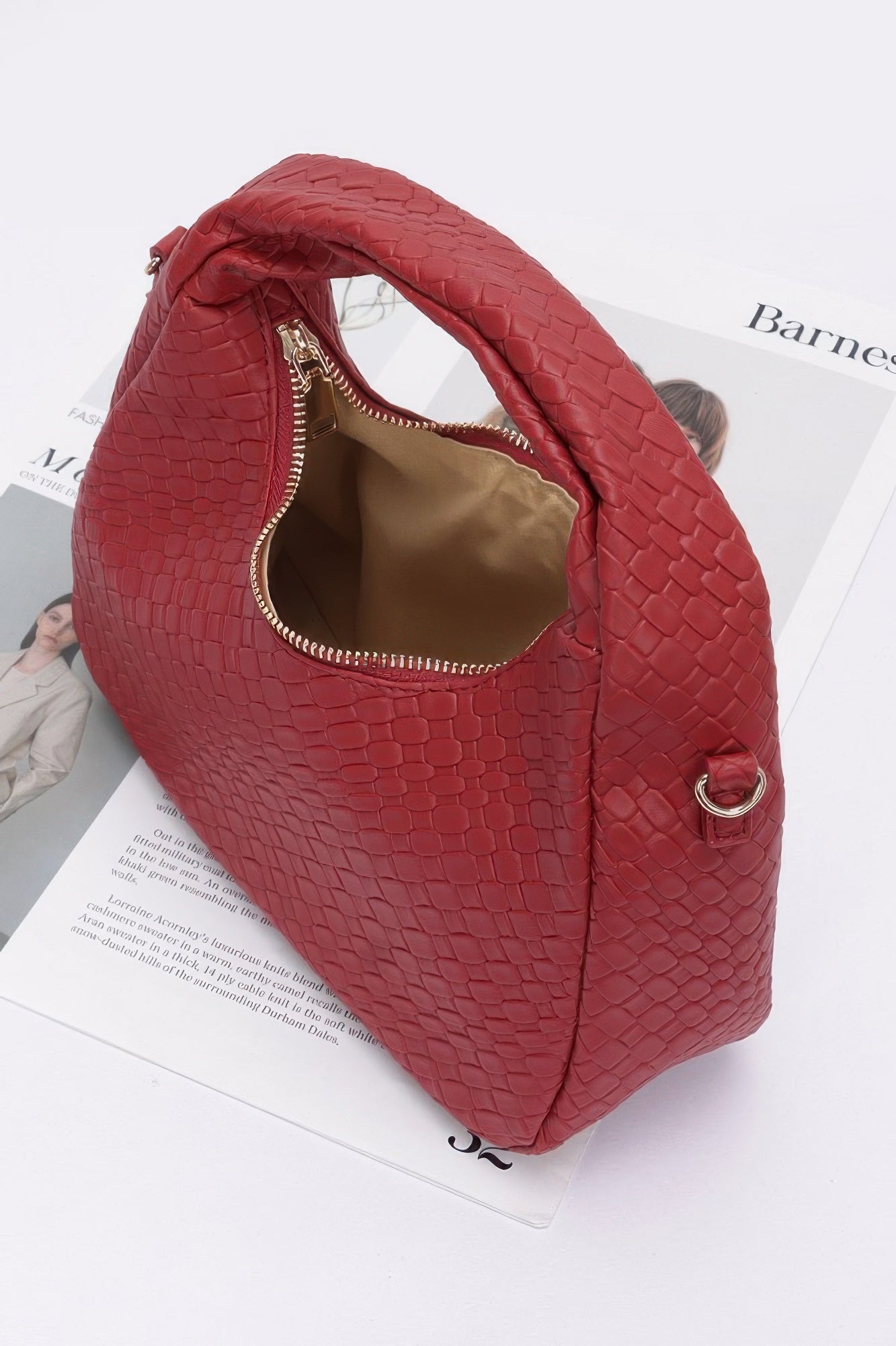 Embossed Faux Leather Hobo Bag - Wear Arielle