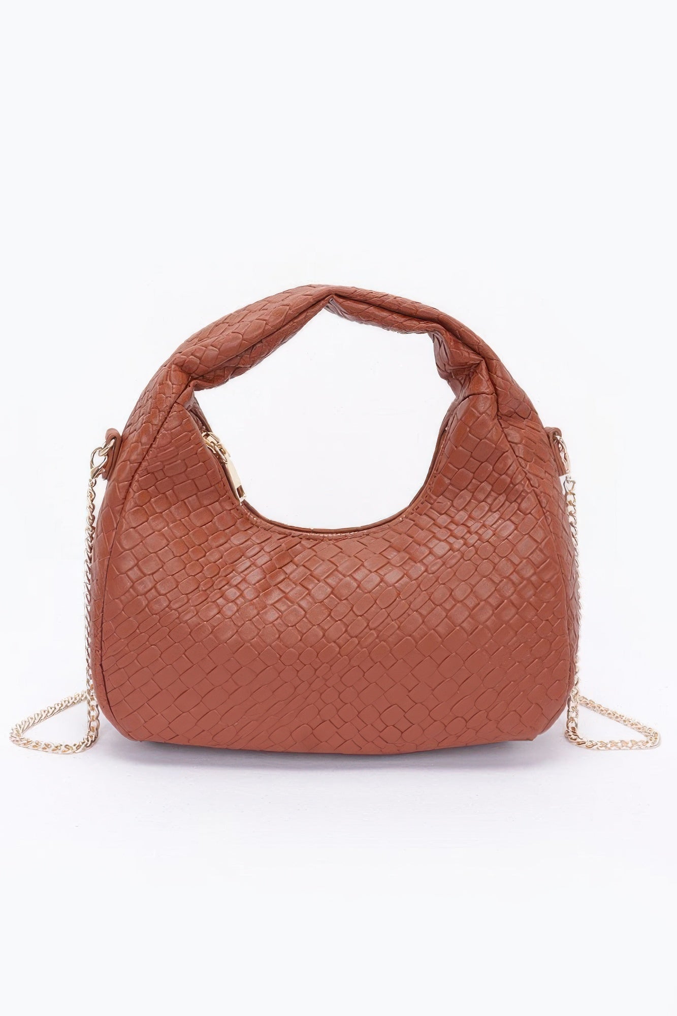 Embossed Faux Leather Hobo Bag - Wear Arielle