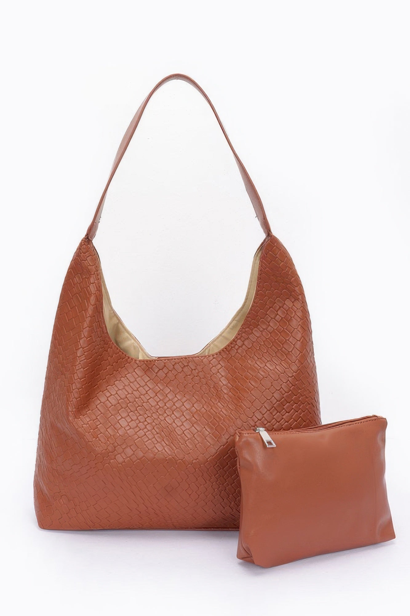Embossed Faux Leather Shoulder Bag - Wear Arielle