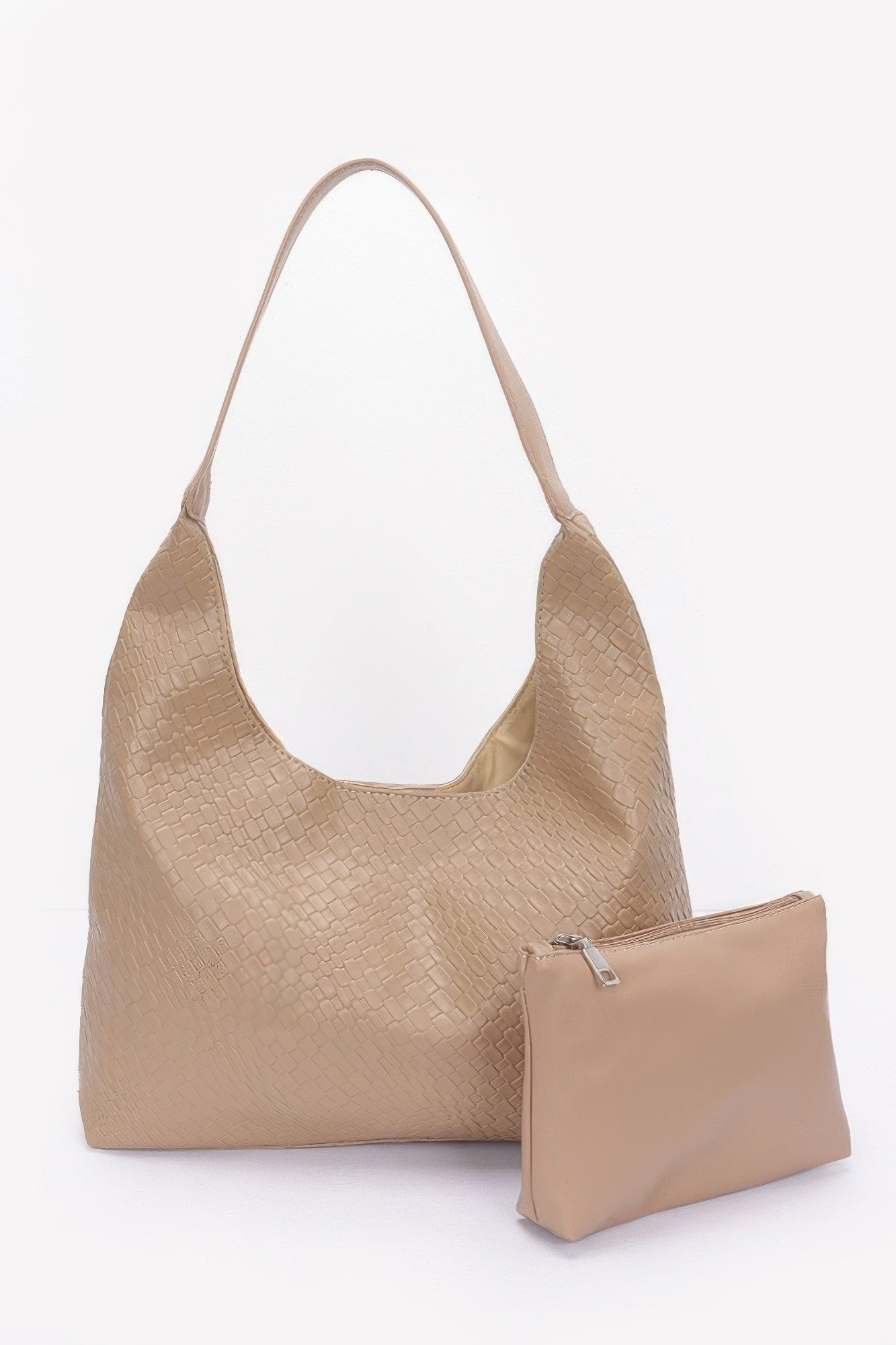 Embossed Faux Leather Shoulder Bag - Wear Arielle