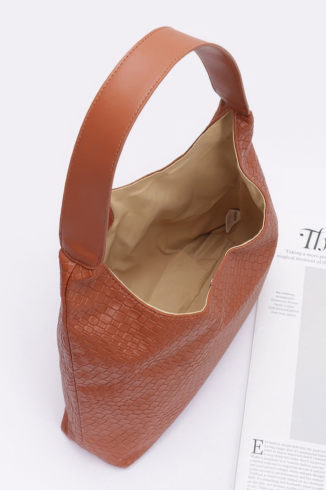 Embossed Faux Leather Shoulder Bag - Wear Arielle