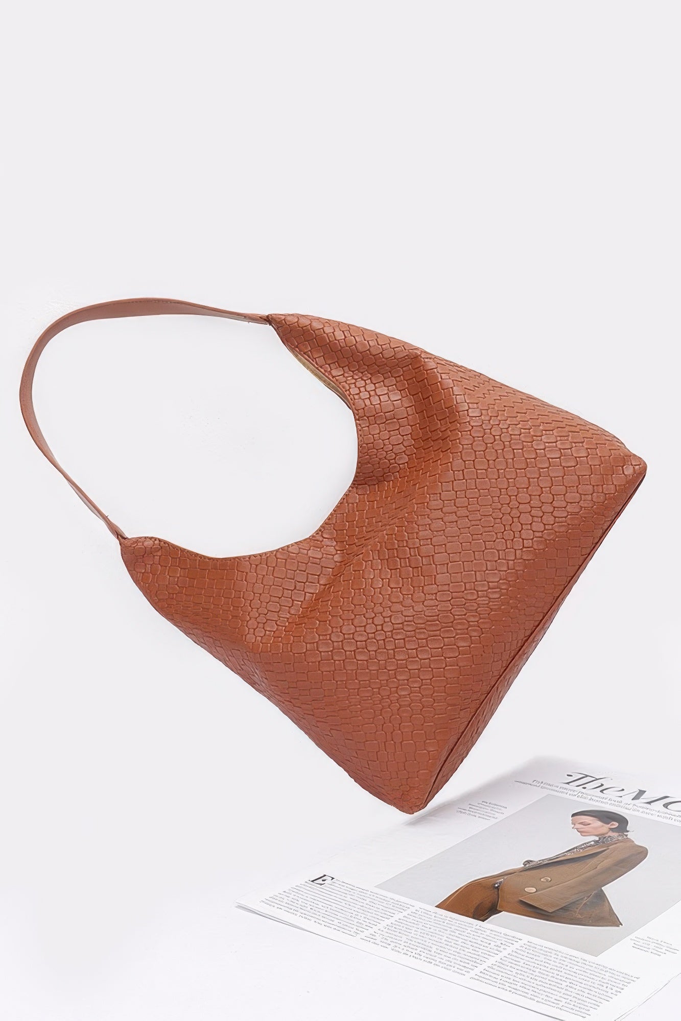 Embossed Faux Leather Shoulder Bag - Wear Arielle