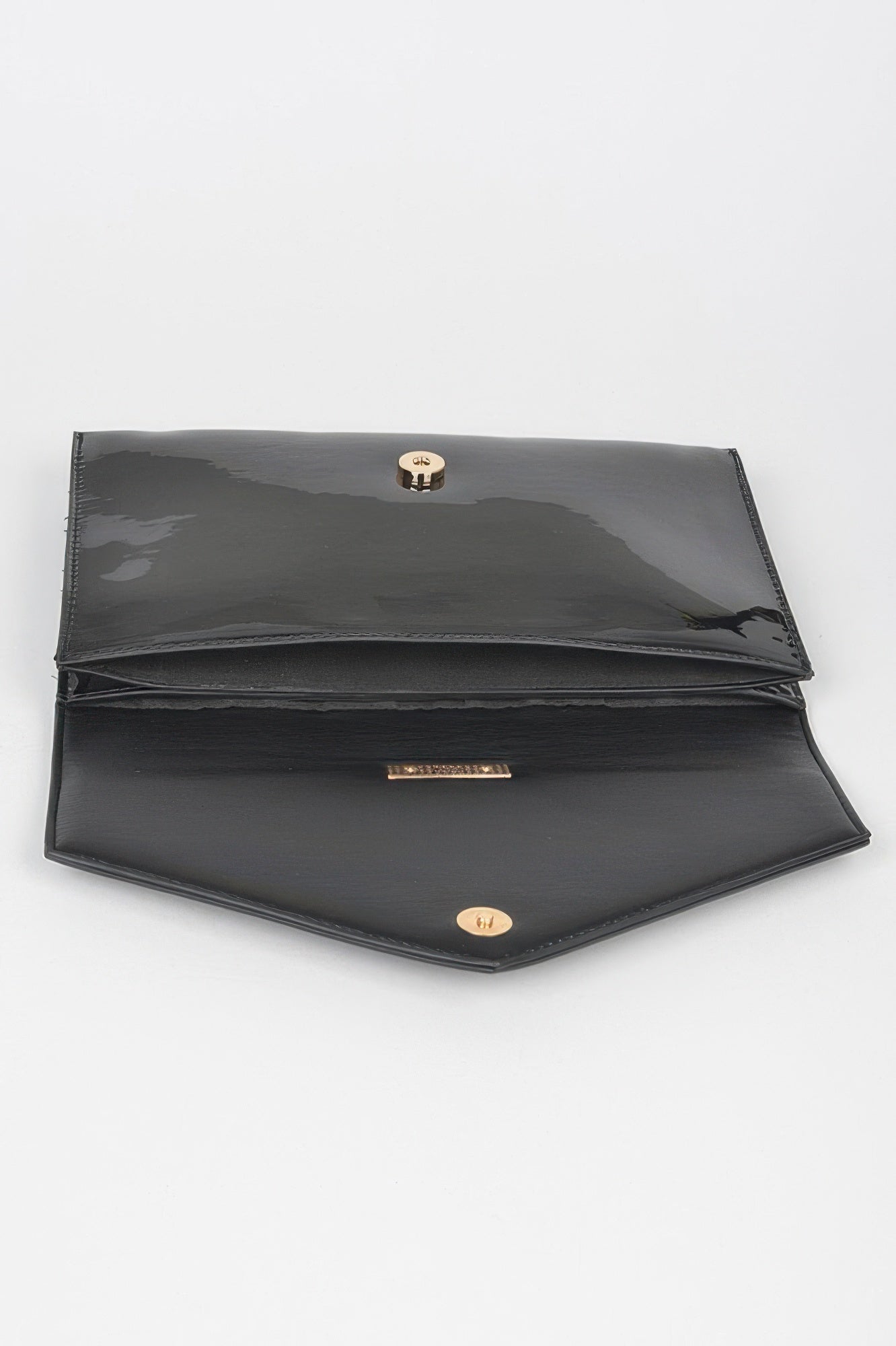 Enamel Faux Leather Metal Handle Flap Clutch - Wear Arielle
