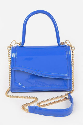 Enamel Faux Leather Top Handle Bag - Wear Arielle