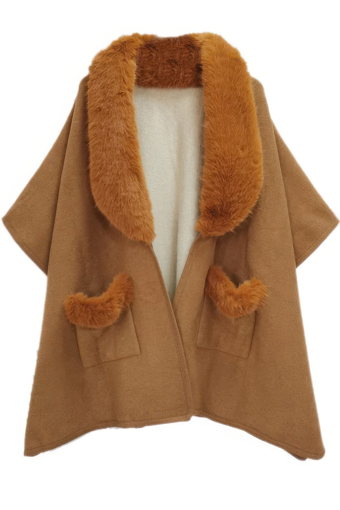 Faux Fur Collar Kimono One size - Wear Arielle